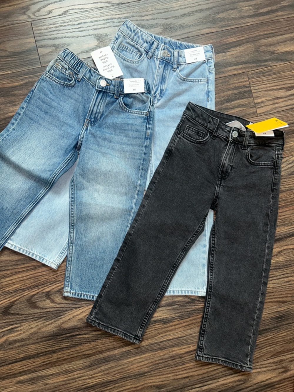 H&M Kids Denim Jeans Trio - Light Blue & Medium Blue & Black